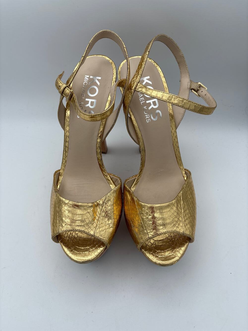 Women’s Kors by Michael Kors Size 9.5 Gold Snakeskin Pumps